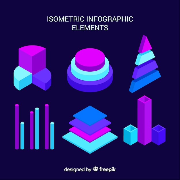 Colección elementos infografía isométricos