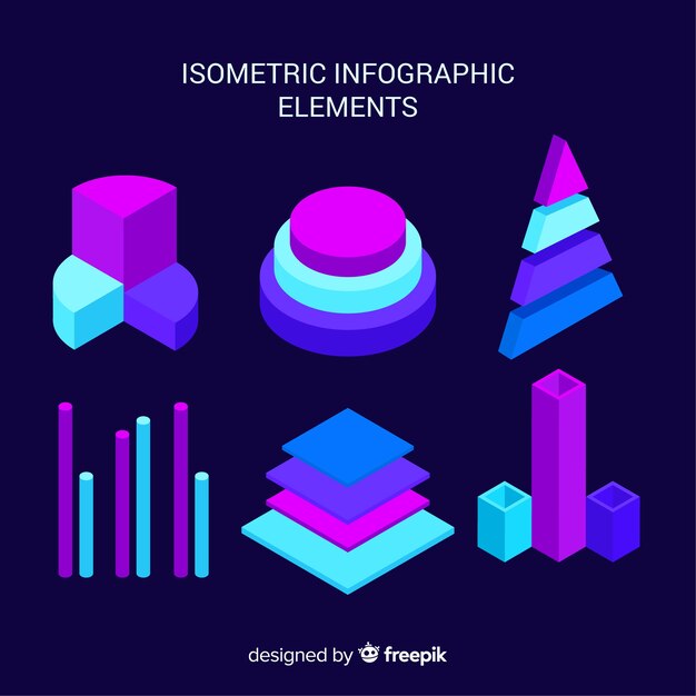 Colección elementos infografía isométricos