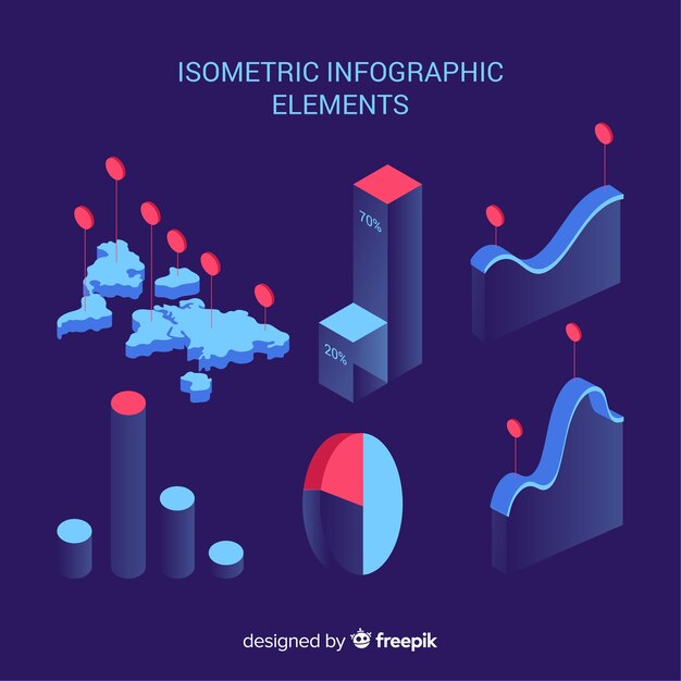 Vector gratuito colección elementos infografía isométricos