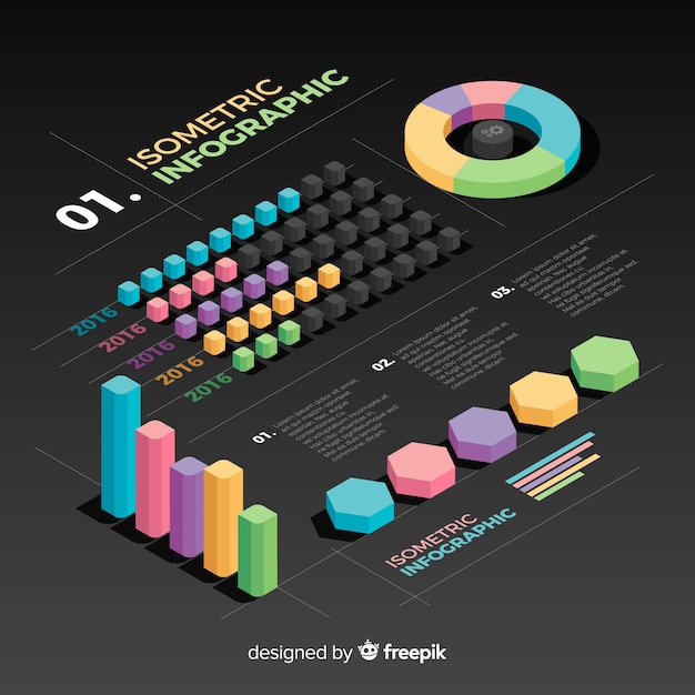 Colección elementos infografía isométricos