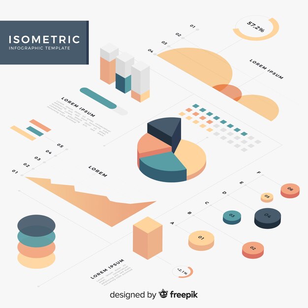Colección elementos infografía isométricos