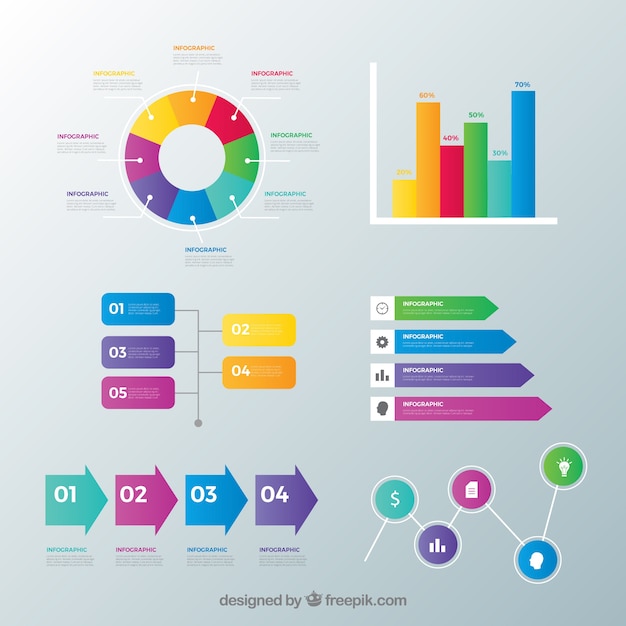 Vector gratuito colección de elementos de infografía con muchos colores