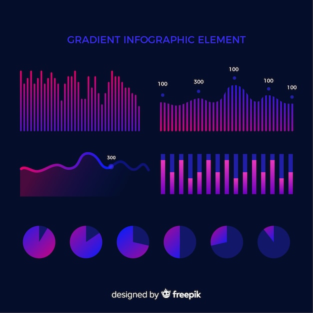 Colección elementos infografía neón