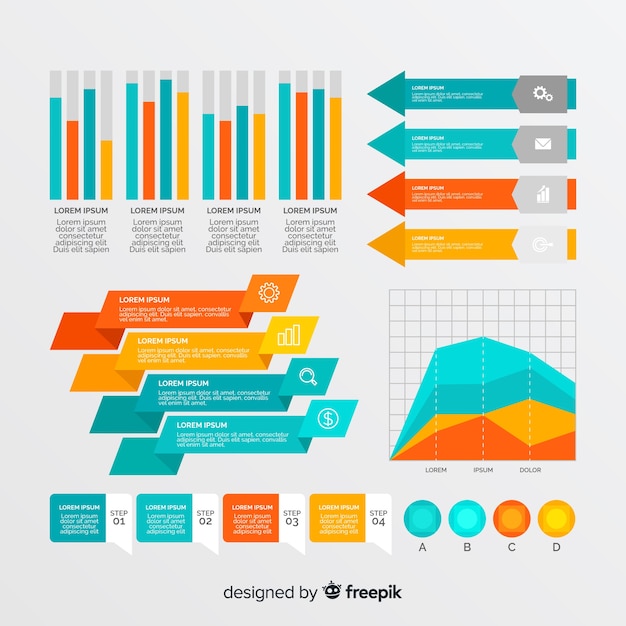 Colección de elementos de infografía plana