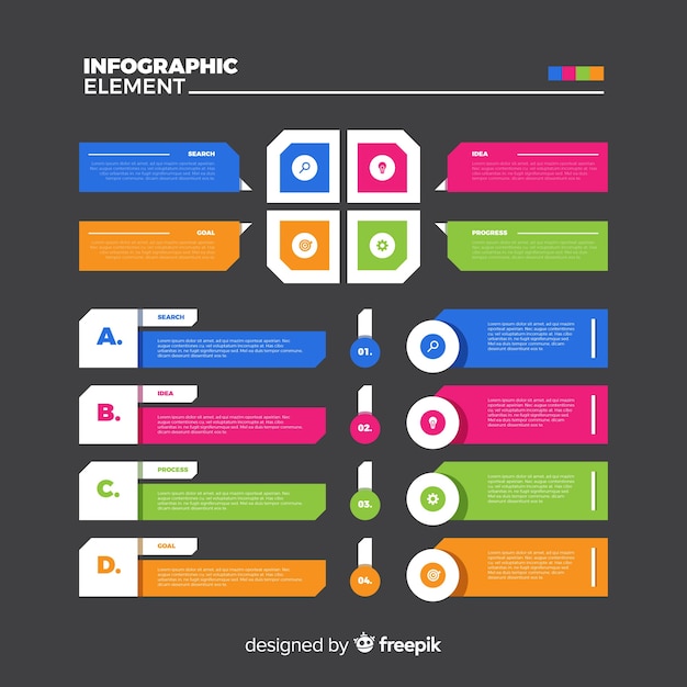 Colección de elementos de infografía plana