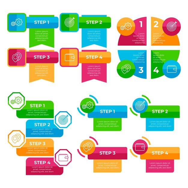 Colección de elementos de infografía plana