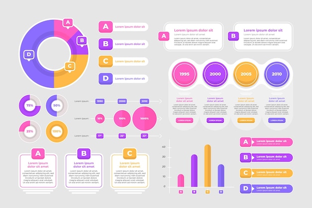 Colección de elementos de infografía plana