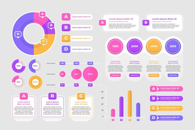 Colección de elementos de infografía plana