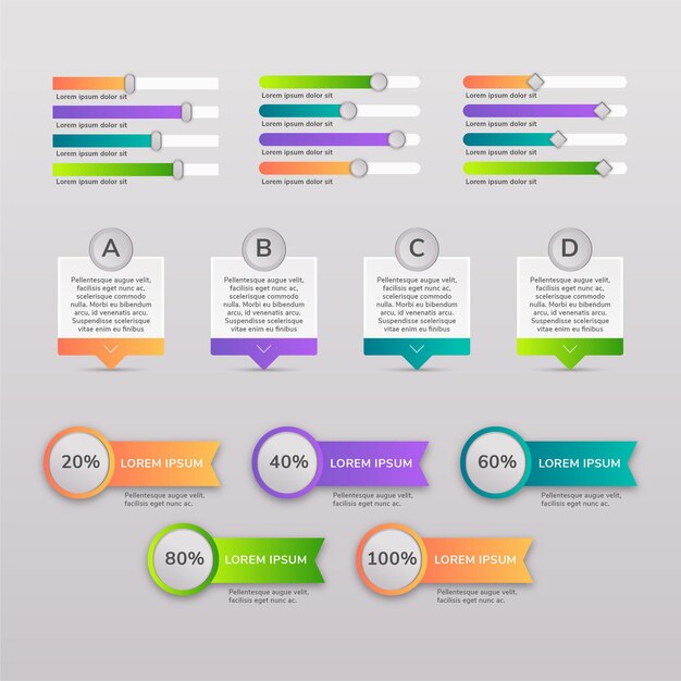 Colección de elementos de infografía plana