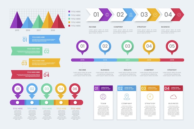 Colección de elementos de infografía plana