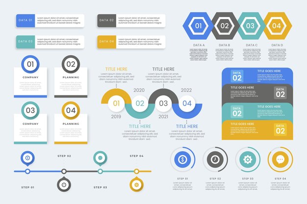 Colección de elementos de infografía plana