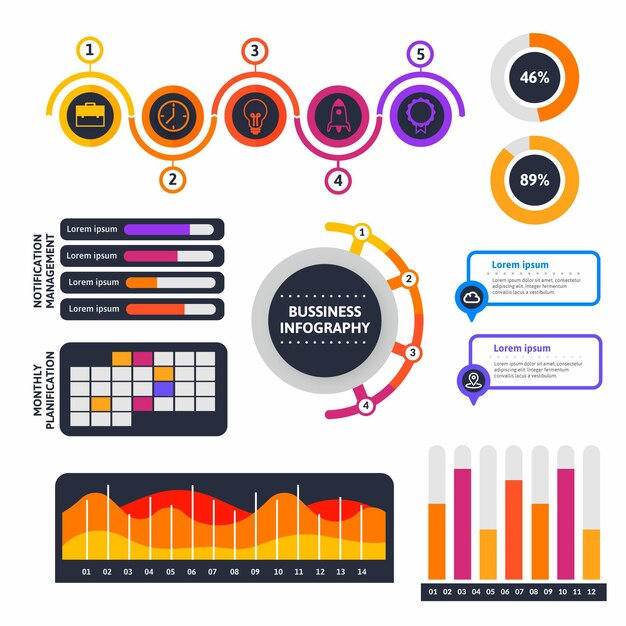 Colección de elementos de infografía plana