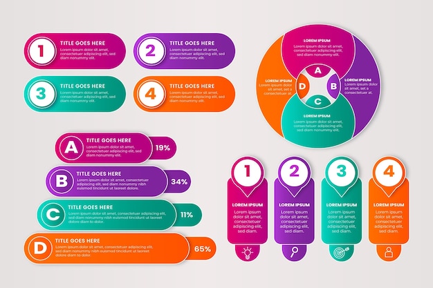 Colección de elementos de infografía plana
