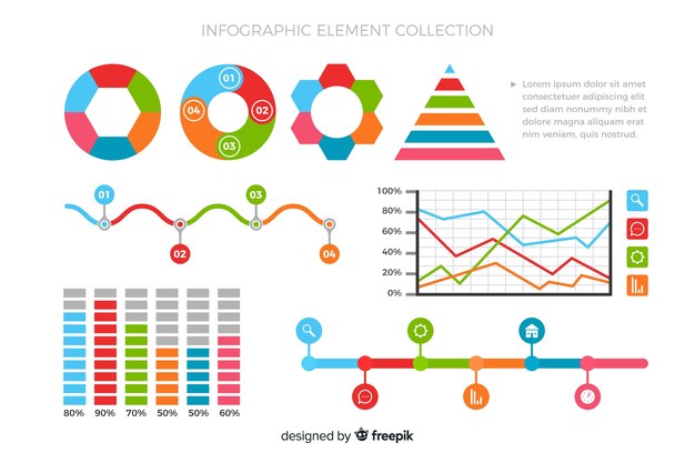 Colección de elementos de infografía plana