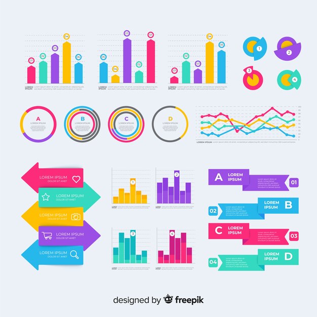 Colección de elementos de infografía plana