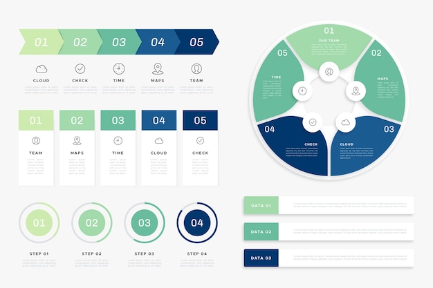 Vector gratuito colección de elementos de infografía plana