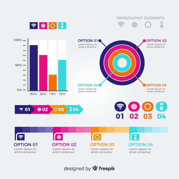 Colección elementos infografía planos