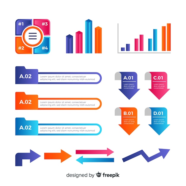 Colección elementos infografía planos