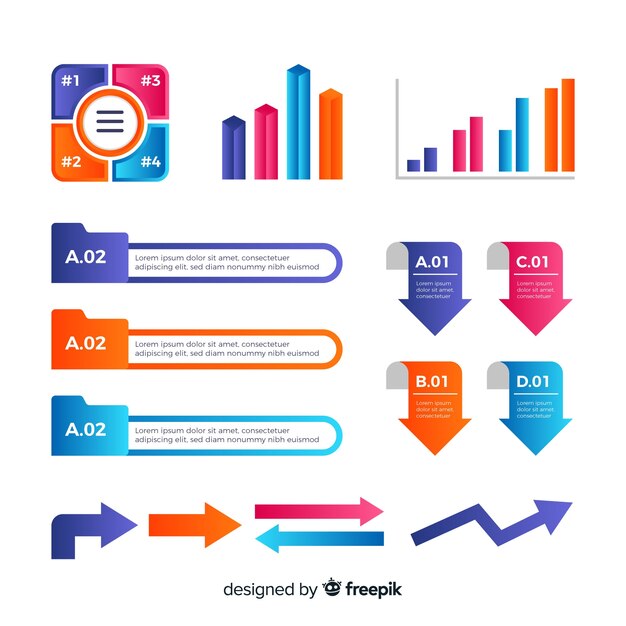 Colección elementos infografía planos