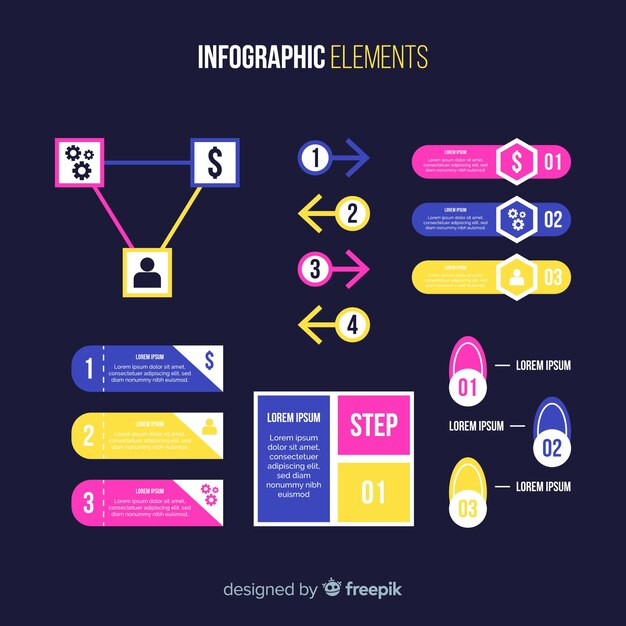 Colección elementos infografía planos