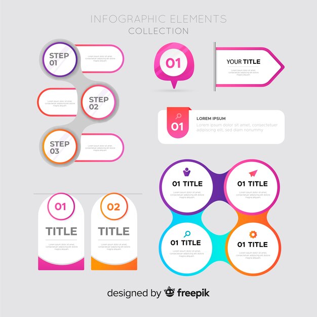 Colección elementos infografía planos