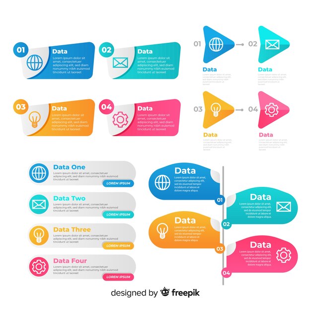 Colección elementos infografía planos