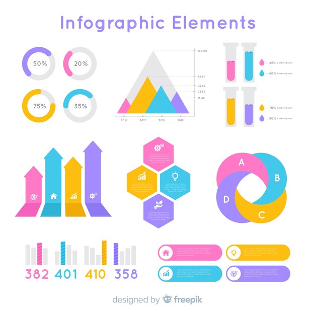 Colección elementos infografía planos