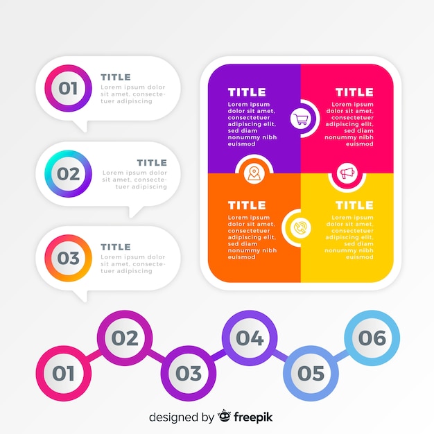 Colección elementos infografía planos