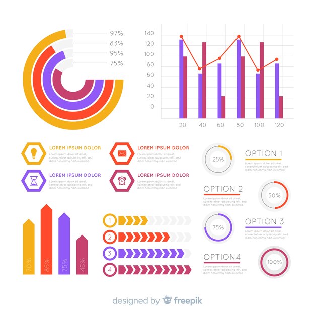 Colección elementos infografía planos