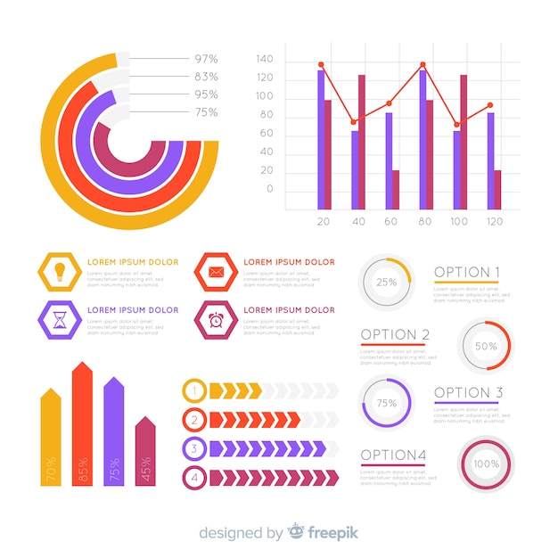 Colección elementos infografía planos