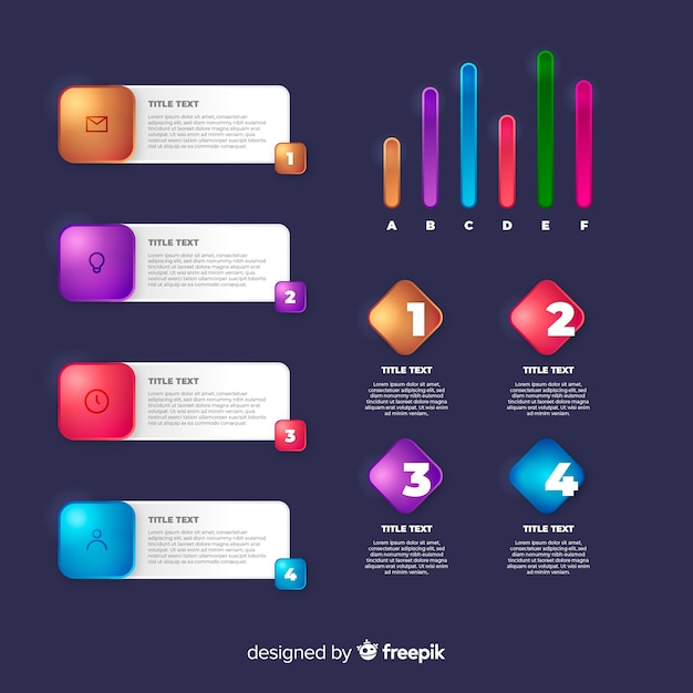 Colección de elementos de infografía plantilla brillante realista