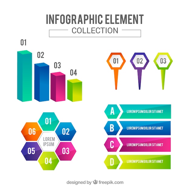 Vector gratuito colección de elementos de infografía realista