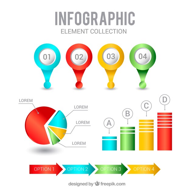 Colección de elementos de infografía realista