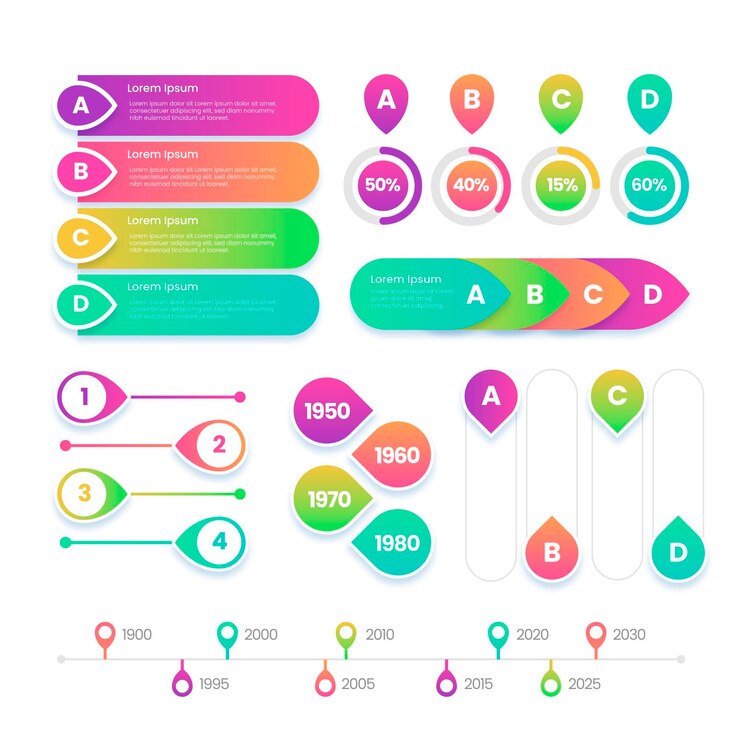 Vector gratuito colección de elementos de infografía realista