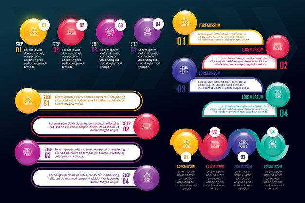 Colección de elementos de infografía realista