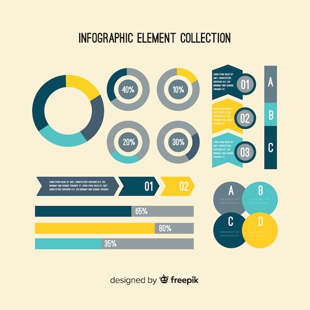 Colección de elementos de infografías en diseño plano