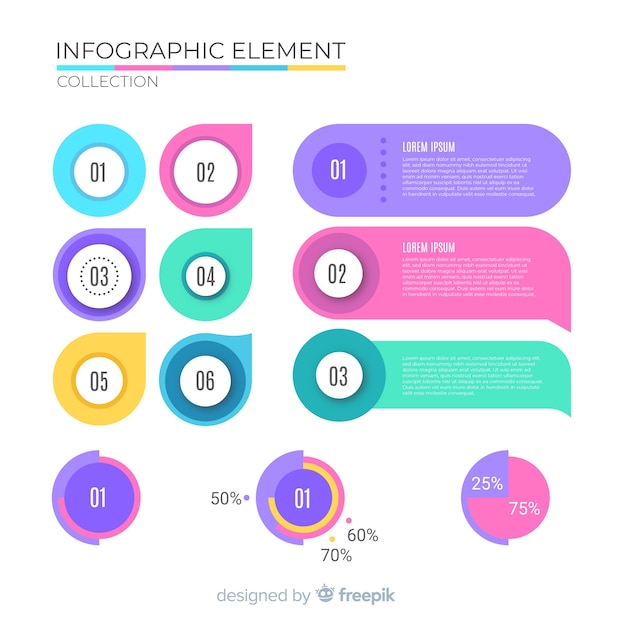 Colección de elementos para infografias en diseño plano