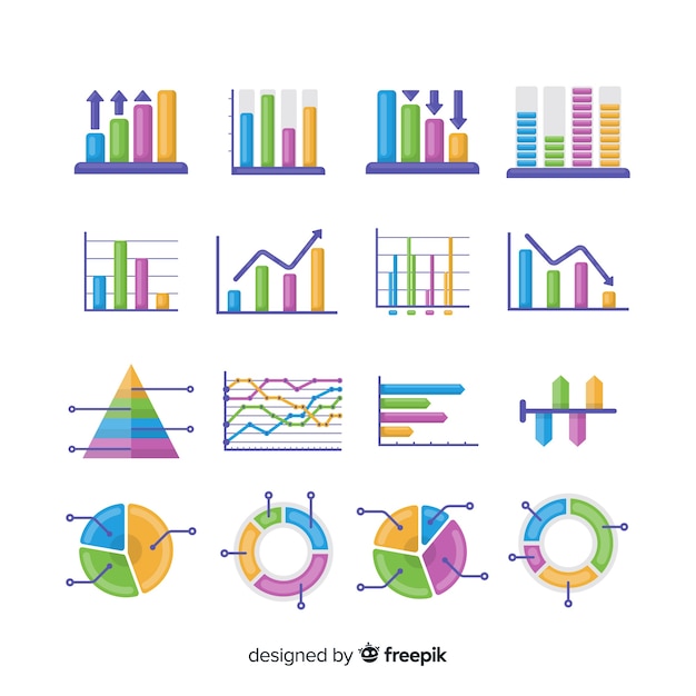 Colección de elementos para infografias en diseño plano