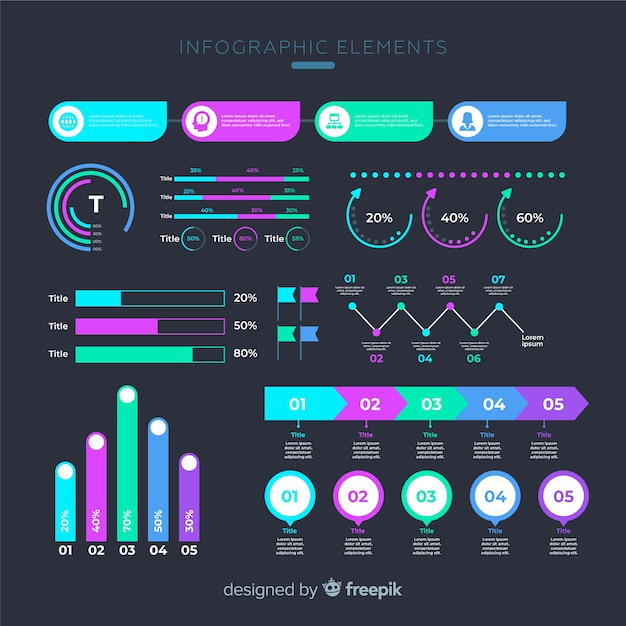 Colección de elementos de infografías en diseño plano