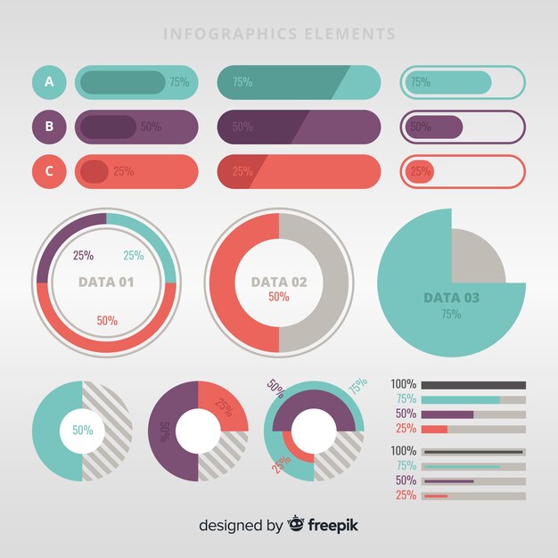 Colección de elementos para infografías en diseño plano