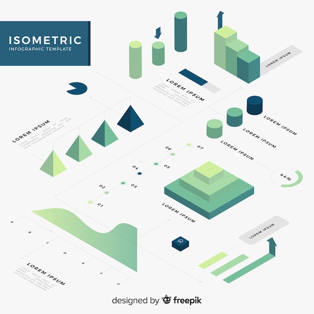 Colección de elementos para infografías isométricos
