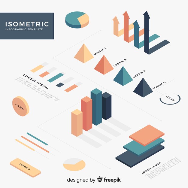 Colección de elementos para infografías isométricos