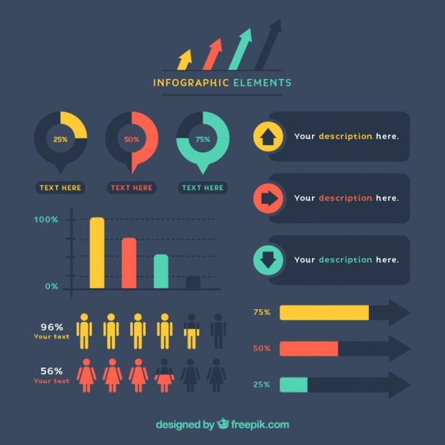 Colección de elementos infográficos de colores