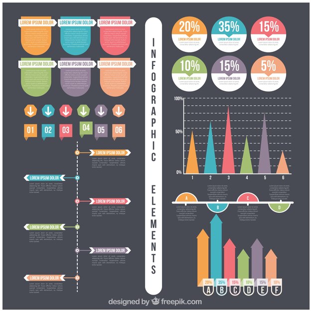 Colección de elementos infográficos de colores 