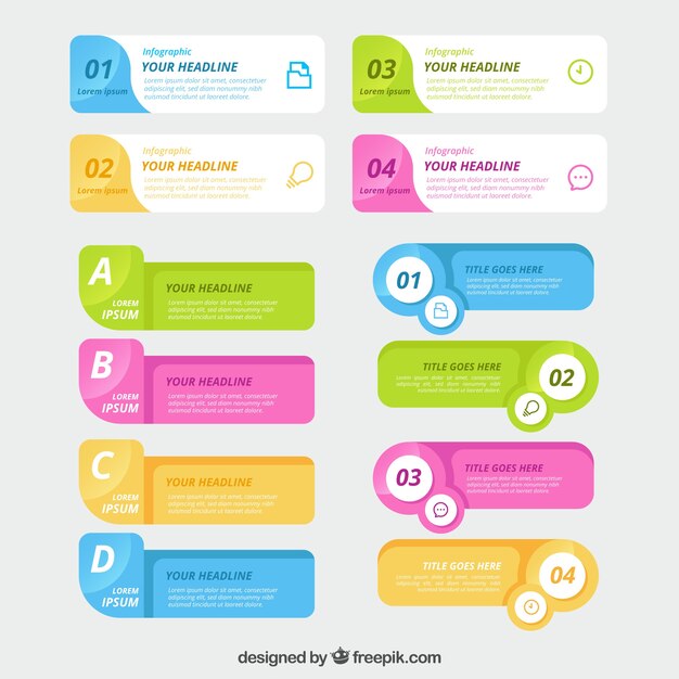 Colección de elementos infográficos coloridos en estilo plano