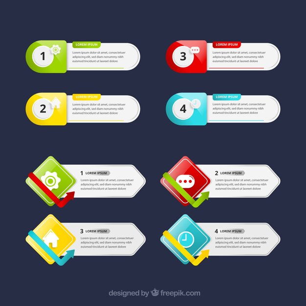 Colección de elementos infográficos coloridos en estilo plano