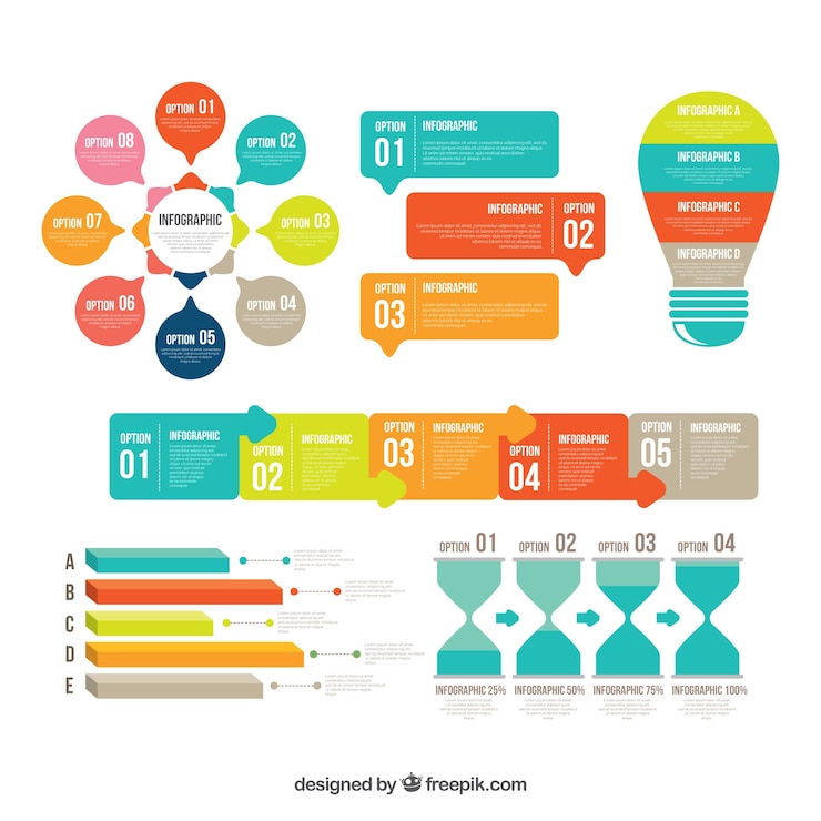 Vector gratuito colección de elementos infográficos coloridos en estilo plano