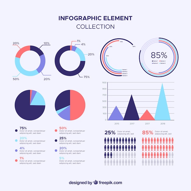 Colección de elementos infográficos coloridos en estilo plano