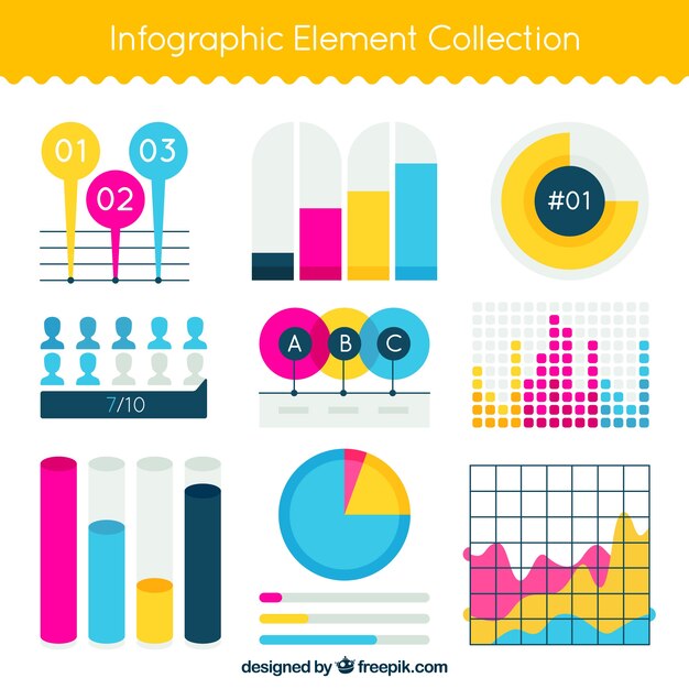 Colección de elementos infográficos coloridos en estilo plano