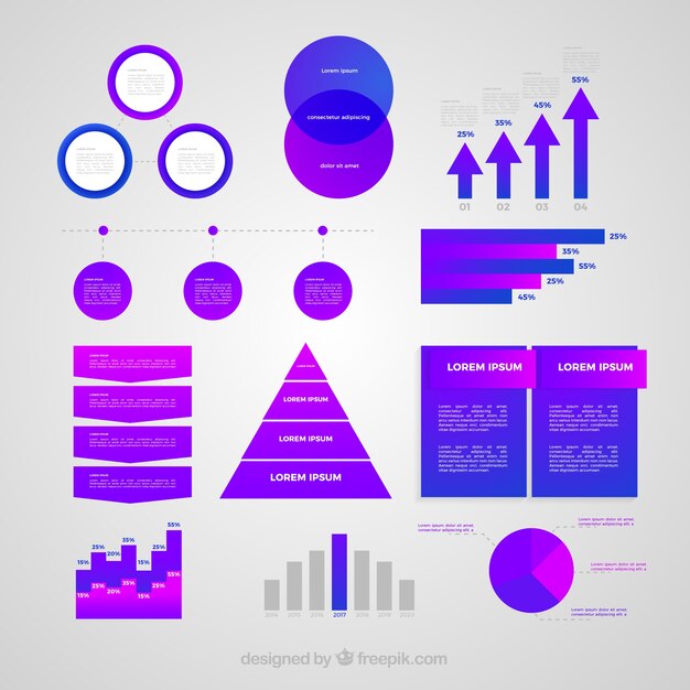 Colección de elementos infográficos coloridos en estilo plano